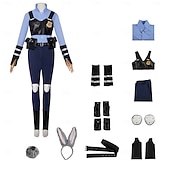 preiswerte Damenkostüme-Tierdetektiv Hase Die Polizistin Cosplay Kostüm Outfits Abenteuerfilm Cosplay Film- und TV-Themenkostüme for Damen Mädchen Erwachsene Kinder Halloween Karneval Leistung Pädagogisches Ankleiden
