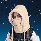 tanie ogrzewanie i chłodzenie-Damska zimowa czapka kominiarka z polarową podszewką i ocieplaczem na szyję, dzianinowa czapka typu beanie 3 w 1 z kapturem i maską na twarz, termiczna czapka na zimne dni z ochroną uszu do jazdy na