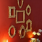 tanie Rzeźby-1 szt. Materiał żywiczny w stylu europejskim, trójwymiarowa, wzorzysta złota rama do dekoracji, dekoracja ścienna DIY, odpowiednia do zdjęć, dekoracja salonu, dekoracja miniaturowego domu