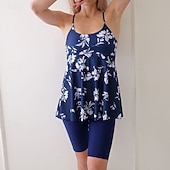 levne Surfovací tankiny a bikiny-Dámské Plavky 2 ks Tropický vzhled Ultra lehký (UL) Elastický Bez rukávů Plavky Surfování Šnorchlování Léto