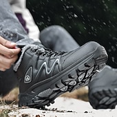 preiswerte Winter- und Schneestiefel-Schwarze Herren-Winterwanderstiefel, wasserdicht und isoliert, ideal für Schnee, Wanderungen und Outdoor-Abenteuer, robustes Schuhwerk für kaltes Wetter und unwegsames Gelände