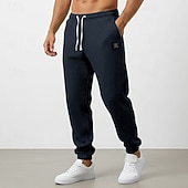 baratos calças de corrida-Homens Waffle Calças Esportivas Corredores Calças Calça casual Com Cordão Punho com Elástico Côr Sólida Conforto Comprimento total Diário Ao ar livre Streetwear Férias Moda Preto Branco Com Stretch