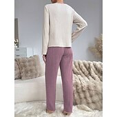 Χαμηλού Κόστους Ημέρα του Αγίου Βαλεντίνου Ύπνος &amp; Χαλάρωση-Γυναικεία Σετ Πυτζάμες Καθημερινό Ανατομικό Καρδιά Ελαστική μέση Μπλουζάκι Παντελόνι Καθημερινά Σπίτι Μακρυμάνικο Στρογγυλή Ψηλή Λαιμόκοψη Μαύρο Ανθισμένο Ροζ Ρουμπίνι Πράσινο του τριφυλλιού