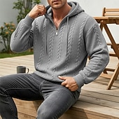 Χαμηλού Κόστους βασικά ανδρικά κουκούλα-Ανδρικά Ζακάρ Φούτερ πουλόβερ με κουκούλα και πουλόβερ Κουκούλα με φερμουάρ Quarter Σομόν Μαύρο Λευκό Πράσινο Ανοικτό Κρασί Με Κουκούλα Σκέτο Κουμπώσου Με Υφή Causal Καθημερινά Αθλήματα &amp; Ύπαιθρος