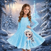  Mädchen' 3D Grafik Anime Kleid Langarm 3D-Druck Frühling Herbst Leistung Urlaub Party Lässig Prinzessin Schön Kinder 4-12 Jahre Freizeitkleid A Linie Kleid Knielang Normale Passform