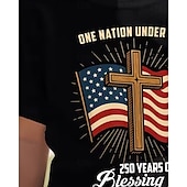  100% Baumwolle Kinder Mädchen Schwarz Grafik Kreuz 250-jähriges Jubiläum Amerikanische US-Flagge für Kinder T-Shirt Rundhalsausschnitt Kurzarm Urlaub Sport & Outdoor Alltagskleidung Aktiv Urlaub