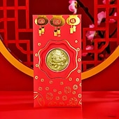 levne Event &amp; Party Supplies-5 ks pamětních mincí k roku 2026 (náhodný styl) 100 juanů, červené obálky, zlatá fólie, čínský Nový rok, štěstí, peněžní tašky, kulturní zboží