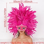 halpa Lisätarvikkeet-Karnevaali 2026 Rio Karnevaali Samba Lisävarusteet Karnevaali Höyhenmaski Päähine Punainen Oranssi  Valkoinen Täysin Höyheninen Maski Brasilia Festivaali Esityspuku