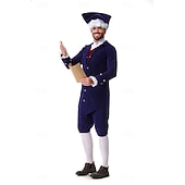  250. rocznica USA Rokoko Barok Stroje Długie rękawy George Washington Kolonialne Wojna o niepodległość Strój na bal maskowy Męskie Karnawał Dzień Niepodległości 4 lipca Doroślu Płaszcz Spodnie