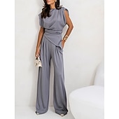 Χαμηλού Κόστους Γυναικείες φόρμες μπλούζας-Γυναικεία Σετ παντελονιών Τοπ μπολερό Αμάνικο Στρογγυλή Ψηλή Λαιμόκοψη Συμπαγές Χρώμα Κομψό Μοντέρνα Κομψό στυλ street Causal Καθημερινά ΕΞΩΤΕΡΙΚΟΥ ΧΩΡΟΥ Σκούρο γκρι Μαύρο Λευκό Καλοκαίρι