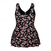 Недорогие Рашгард One Pieces-Жен. Купальник с цветочным принтом Платья-купальник Один Пис С принтом Ультралегкий (UL) Утягивание живота Эластичный Без рукавов Купальники Серфинг Для погружения с трубкой Лето