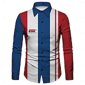  250° anniversario USA Retrò Vintage Anni '70 Camicia Camicia Aloha Lunghe Hippie Geometrico Etnico Costume Per uomo Mascherata 4 Luglio Feste Giorno dell'Indipendenza Adulti Camicia