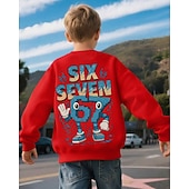 cheap Boy's 3D Funny Humor-Unisex Boys' 3D Graphic Funny Slang 67 Sweatshirt Pullover Long Sleeve 3D Print Spring Fall Active Fashion Streetwear Kids 4-12 Years Crew Neck Casual Daily Outdoor Regular Fit