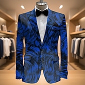 baratos Blazers Impressos Masculinos-Homens Gráfico Jaqueta Blazer Casaco Confortável Respirável Artistíco Casual Diário Traje de festa para noite Casual Bolsos Impressão 3D Botões Todas as Estações Entalhe Manga Longa Azul Roxo Cinzento