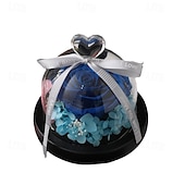 levne kutilské umění-Konzervovaná pravá růže v krásném kreativním designu srdce skleněná kopule růžový dárek pro ni