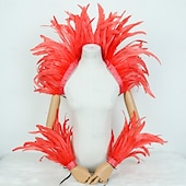 Χαμηλού Κόστους αξεσουάρ-Καθαρενικά 2026 Ρίο Καρναβάλι Σάμπα Αξεσουάρ Καρναβάλι Κόκκινο Και Κίτρινο Φτερό Στολή Σετ Μανίκι Ωμού  Καλύμματα Βραχίονα Για Μάρντι Γκρας Χορό Πάρτι Βραζιλία Φεστιβάλ Ενδυμασίας