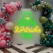 olcso Dekoratív fények-Szent Patrik-napi neonreklámok faldekorációhoz lóhere aranypénz kalap LED-es táblák neonbár táblák hálószobába USB világító tábla otthonra bár fali ember barlang buli klub étterem szálloda