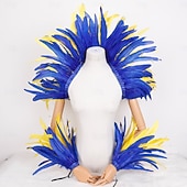 Χαμηλού Κόστους αξεσουάρ-Καθαρενικά 2026 Ρίο Καρναβάλι Σάμπα Αξεσουάρ Καρναβάλι Κόκκινο Και Κίτρινο Φτερό Στολή Σετ Μανίκι Ωμού  Καλύμματα Βραχίονα Για Μάρντι Γκρας Χορό Πάρτι Βραζιλία Φεστιβάλ Ενδυμασίας