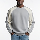 Χαμηλού Κόστους Βασικά φούτερ-Ανδρικά Πουλόβερ Φούτερ πουλόβερ με κουκούλα και πουλόβερ Βαθυγάλαζο Γκρίζο Μπλε Απαλό Στρογγυλή Ψηλή Λαιμόκοψη Όρθιος γιακάς Σκέτο Κουρελού Μπλοκ χρωμάτων Causal Καθημερινά Αθλήματα &amp; Ύπαιθρος