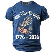  4 luglio 2026 250° Memorial Day Maglietta da uomo in 3D stampa Bandiera Americana a girocollo a maniche corte Casual Strada