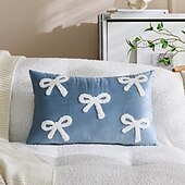 abordables Coussins, inserts et housses-Housse de coussin décorative en velours pour la Saint-Valentin, avec un joli nœud papillon, idéale pour le canapé. Style tendance, douce et moelleuse, parfaite pour le salon et la chambre.