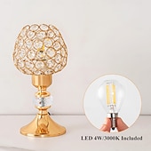 abordables Lampes de table-Bougie en cristal doré, lampe de chevet de luxe rechargeable, lumière chaude 3000K, intensité variable, idéale pour la chambre, les mariages et les fêtes.