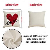 cheap Throw Pillows,Inserts &amp; Covers-Valentine's Day Couple Heart Pillow Cover, Red "LOVE" Letter Print Decorative Cushion, Perfect for Sofa, Living Room, Bedroom, Ideal for Romantic Valentine's Day Home Decor