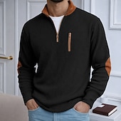 economico T-shirt in velluto a coste-Da uomo Camicia di Velluto a Coste Maglietta Camicia a Maniche Lunghe Manica Lunga Con cerniera Autunno Inverno Autunno &amp; Inverno Blocco di colori Quotidiano Testurizzato Casual Con zip Oversize Ampio