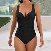 economico Rash Guards Interi-Per donna Costume da bagno Costumi da bagno One Piece Tinta unita Scollo a V Leggero Elastico Traspirante Senza Maniche Costume da Bagno Surf Spiaggia Vacanze Estate