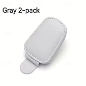 billiga Förvaring-2 st magnetiska solskyddsglasögonhållare i PU-läder med kortplats - enhandsmanövrering, lämplig för förarsidans interiörtillbehör, grå &amp;svart enkelt snäppfäste med ett klick