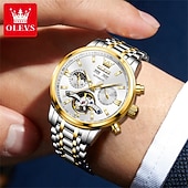 cheap Mechanical Watches-The New Olevs Men'S Business Watch With Luminous Perpetual Calendar Date And Day Display Multi-Functional Mechanical Watch Skeletonized Casual And Fashionable Waterproof Sports Men'S Wristwatch