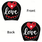 cheap Slipcovers-2pcs Cute Flower Love Heart Print Headrest Covers, Valentine's Day Heart-Eyed Girl Car Headrest Protector, Interior Decor, No Filling, Easy to Install and Wash, Suitable for Long-Distance Travel Naps