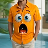 economico Modello 3D-Per uomo Illusione ottica Fantasia "Cartone 3D" Faccia Sorridente Camicia Camicia con Bottoni Manica Corta Divertente All'aperto Ferie Estate Primavera Collo ripiegato Stampa 3D camicie con colletto