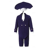  250th Anniversary USA Rococo Baroque Outfits Long Sleeves George Washington Alexander Hamilton Colonial Fancy Dress Boys' Carnival Independence Day 4th of July Kid's Coat Pants Collar