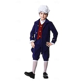  250th Anniversary USA Rococo Baroque Outfits Long Sleeves George Washington Alexander Hamilton Colonial Fancy Dress Boys' Carnival Independence Day 4th of July Kid's Coat Pants Collar