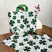 Недорогие День Святого Патрика-50 шт. подарочных пакетов ко Дню Святого Патрика пакеты на тему трилистник многоразовые сумки для одежды покупок Дня Святого Валентина Дня Богинь Дня Матери утолщённые зелёные сумки