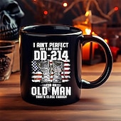 cheap Mugs &amp; Cups-DD-214 Veteran Gift Mug - 'I Ain't Perfect But I Do Have A DD-214 For An Old Man That's Close Enough' Design Proud Veteran Coffee Cup with Patriotic Theme