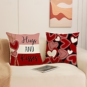 olcso Dobjon párnákat, betéteket és fedeleket-Valentin-napi piros szív alakú párnahuzat, vászon betűmintás párna, romantikus hangulatú dekoráció kanapéra, otthoni díszpárna nappaliba