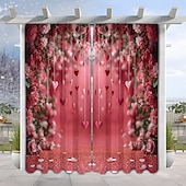 billiga Genomskinliga gardiner-Alla hjärtans dag-gardin i tunt tyg för fönster, röd med dekorativ bolldesign, eleganta mjuka fönstergardiner, romantisk heminredning för sovrum och vardagsrum