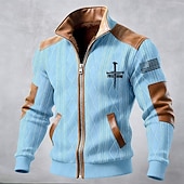 economico Giubbotti Casual-Per uomo Cappotto Invernale Giacca in Pile Giacca Casual Quotidiano All'aperto Calore Termico Jacquard Tasca Autunno Inverno Bandiera Blocco di colori Streetwear Quotidiano Collo alla coreana Regolare