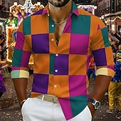 economico Camicia in Raso da Uomo-camicia di carnevale per uomo – vestito di carnevale viola verde oro