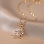 Недорогие Ожерелья и подвески-Цепочка For Жен. Цирконий Повседневные Для улицы Титановая сталь Цветочный Загар и защита от солнца