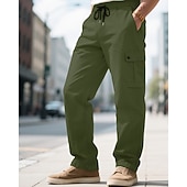 economico Pantaloni cargo-Per uomo Pantaloni Cargo Pantaloni Coulisse Elastico in vita Multi-tasche Tinta unica Antivento Comodità Quotidiano All'aperto Ferie Streetwear Elegante Nero Verde militare