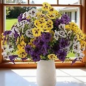 voordelige Kunstbloemen-9 bundels driekleurige kunstbloemen in retrostijl, geschikt als bloemversiering voor binnenplaats, balkon, binnen- en buitenbeplanting, bruiloftsdecoratie, feestartikelen en huisdecoratie.