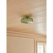 cheap Flush Mounts &amp; Semi Flush Mounts-Green/AmberCeiling Light Fixture Retro Glass Flush Ceiling Light Farmhouse Semi-Flush Mount Fixture with Drum-Shaped Glass Shade flush light suitable for hallways bedrooms living rooms and bathroom