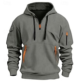 economico felpe con cappuccio da uomo di base-Per uomo Felpa con cappuccio Maglione Felpa con cappuccio e zip corta Blu Nero Bianco Rosso Cachi Con Cappuccio Semplice Jacquard Tasca Testurizzato Quotidiano Sport &amp; Outdoor Ferie Streetwear
