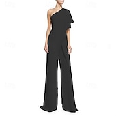 preiswerte Overall-Damen Normal Overall Elegant Einfarbig Ärmellos Ein-Schulter Patchwork Party Normale Passform Schwarz Weiß Rosa Sommer