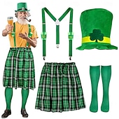 cheap Men's Clothing​-St. Patrick 2026 Leprechaun Shamrock Irish Carnival Fancy Costume Kilts Y-Back Suspenders Novelty Funny Adults' Men's Saint Patrick's Day Casual Party Easy Carnival Costume Dress Up