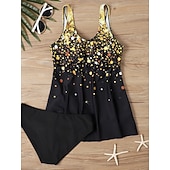 ieftine Tankinis-Costum de baie pentru femei tankini 2 piese cu slipuri cu control al burticii talie înaltă cu spatele gol pentru vacanțe la plajă cu gradient cu fluturi cu guler V fără mâneci