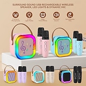 cheap Speakers-Wireless Microphone and Speaker Set Includes A Dynamic Microphone USB-charging Karaoke Machine Portable Handheld Karaoke System Great Valentine's Day Gift for Lover